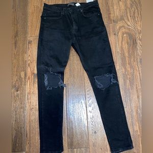 Black Skinny Fit Jeans Distressed with Knee Blowouts